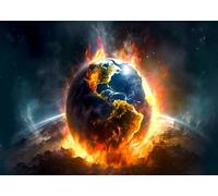 CORFOTO Fabric 6x3m Burning Earth Apocalypse Backdrop Flames Destruction Photography Background for Sci-Fi Theme Party Decorations Dramatic Photo Shoot Props
