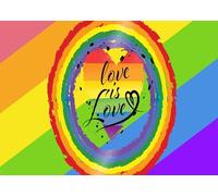 CORFOTO Fabric 6x3m Rainbow Love is Love Backdrop Vibrant Pride Flag Photography Background for LGBTQ+ Theme Party Decorations, Pride Parade, Studio Photo Shoot Props
