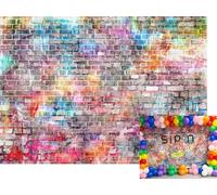 CORFOTO Fabric 7x5ft Brick Backdrop Photography Color Paint Graffiti Wall Disco Brickwork for Baby Shower Birthday Party Graduation Prom Office Background Decor Adult Kid Portrait Photoshoot Prop