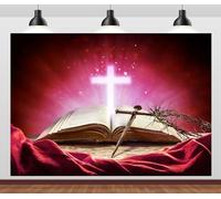 CORFOTO Fabric 7x5ft Jesus Crown of Thorns Backdrop Christian Cross Easter Resurrection Background for Religious Event Theme Party Decorations Lent Church Banners Crucifixion of Jesus Photo Props