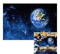CORFOTO Fabric 7x5ft Space Backdrop Universe Earth Halo Spaceship Theme Photography Background for Baby Shower Kid Birthday Party Office Room Decoration Wall Hanging Housewarming Photo Booth Prop