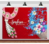CORFOTO Fabric 7x5ft Thailand Songkran Festival Backdrop Traditional National Thai Culture Backdrops for Travel Themed Party Decor Banner Kids Adults Travel Photo Booth Props