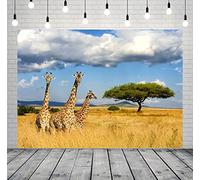 CORFOTO Fabric 9x6ft Kilimanjaro Giraffe Backdrop Africa Safari Background Jungle Giraffe Birthday African Themed Party Decorations Banner Photo Booth Props Zoo Wildlife Animals Backdrops