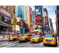 CORFOTO Fabric 9x6ft New York City Backdrop NYC Times Square Broadway Street Neon Taxi Landmark Background for Wedding Banquet NYC Themed Birthday Party Banner Kids Adults Portrait Photo Props
