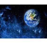CORFOTO Fabric 9x6ft Space Backdrop Universe Earth Halo Spaceship Theme Photography Background for Baby Shower Kid Birthday Party Office Room Decoration Wall Hanging Housewarming Photo Booth Prop