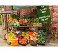 CORFOTO Grocery Store Fruits Backdrop 7x5ft Fresh Fruit Shelves Organic Food Vegetables Photography Background for Farm Market Healthy Food Themed Party Decorations Kids Portrait Photoshoot Props