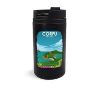 Corfu Greece Daytime Scenic Travel Mug, Travel Tumbler, Insulated Coffee Cup, Portable Mug