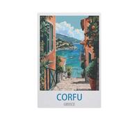 Corfu Greece,DIY Paint by Numbers for Adults Beginner, Easy Paint by Numbers for Beginner,Acrylic Watercolor Paint by Number for Kids Gift Decor(50x60cm) 19.6x23.6 inches-GF43