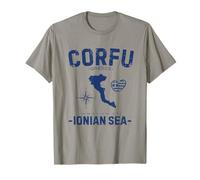 Corfu Ionian Sea Greece Island Vacation Greek Flag GPS Map T-Shirt