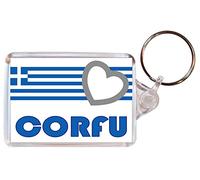Corfu - Love Greece/Greek Towns & Cities Flag- Double Sided Large Keyring Name Tag Souvenir/Gift/Present