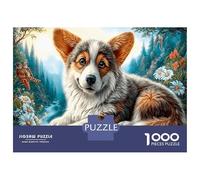 Corgi 1000 Piece Puzzle Home Decor Forest Stream Daisy for Grandparents Senior Leisure Enthusiasts Brain Training 52x38cm/1000pcs