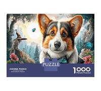 Corgi 1000 Piece Puzzle Home Decor Stress Relief Magical Forest River for Dad Mum Grandparents Senior Leisure Enthusiasts 38x26cm/1000pcs
