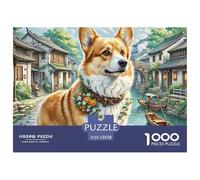 Corgi 1000 Pieces Jigsaw Puzzles Engaging Home Decoration Jigsaw Puzzles Unique Puzzle Gift for Adults & Families 52x38cm/1000pcs