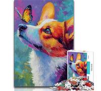Corgi And Butterfly Jigsaw Puzzles for Teenagers 1000 Piece Puzzle,Fun Games Every Piece Is Unique - Challenging Family Fun Game (50x75cm)