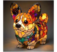 Corgi and Pug Lamp, Stained Resin French Bulldog Tabletop Night Light, Cute Pet Dogs Themed LED Table Lamps with Warm Ambient Glow, Home Desk Decoration, Cool Art Dog Gift for Dog Lovers