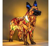 Corgi and Pug Lamp, Stained Resin French Bulldog Tabletop Night Light, Cute Pet Dogs Themed LED Table Lamps with Warm Ambient Glow, Home Desk Decoration, Cool Art Dog Gift for Dog Lovers