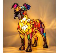 Corgi and Pug Lamp, Stained Resin French Bulldog Tabletop Night Light, Cute Pet Dogs Themed LED Table Lamps with Warm Ambient Glow, Home Desk Decoration, Cool Art Dog Gift for Dog Lovers