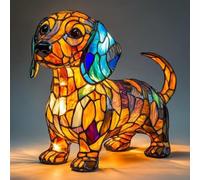 Corgi and Pug Lamp, Stained Resin French Bulldog Tabletop Night Light, Cute Pet Dogs Themed LED Table Lamps with Warm Ambient Glow, Home Desk Decoration, Cool Art Dog Gift for Dog Lovers