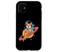 Corgi Astronaut Riding Pizza Through Space Case for iPhone 11
