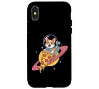 Corgi Astronaut Riding Pizza Through Space Case for iPhone X/XS