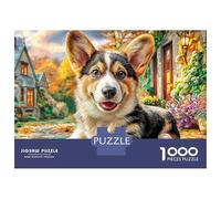 Corgi at Beach 1000 Pieces Durable Cardboard Jigsaw Puzzles Corgi Lying in A Garden for Family Office Break Mindfulness Activity 70x50cm/1000pcs