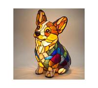 (Corgi B) Creative Dolphin Panda Lion Leopard Dog Animal Resin Led Ornament Light Night