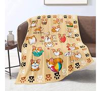 Corgi Blanket for Kids Cute Corgi Dog Throw Blankets Cartoon Corgi Print Flannel Fleece Blankets Plush Lightweight Blanket Gifts for Dog Lovers Boys Girls All Season Couch Sofa, 101cm x 127cm