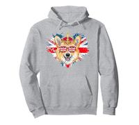 Corgi British Dog Union Jack Flag England Crown Queen Jubile Pullover Hoodie