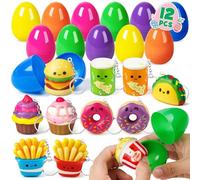 corgi butt 12-Pack Prefilled Easter Eggs with Cute Food Keychains, Kawaii Surprise Egg Set for Easter Egg Hunts, Easter Basket Stuffers, Party Favors