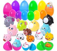 corgi butt 12 Pcs Prefilled Easter Eggs with Plastic Easter Eggs with Animal Cars for Egg Hunt Game Gift, Basket Stuffers,Classroom Prize Supplies, Party Favors