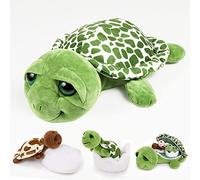 Corgi Butt 14'' Green Turtle Plush With 3 Baby Toys, Big Eyes, Soft Stuffed Sea Animals Gift for Children, Friends, Lover