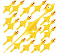 corgi butt 32pcs Easter Finger Slingshot Chicken Rubber, Flying Stretchy Flick Chickens for Gag Gift Birthday Christmas Halloween Party Favors Supplies Yellow