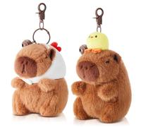 corgi butt Capybara Keychain, Cute Stuffed Animal Key Ring for Bags, Soft Kawaii Capybara Key Chain, Adorable Stuffed Accessories for People of All Ages, Ideal Bag Charm Accessory (White Hat 2)