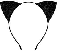 corgi butt Cat Ears Headband - Black Glitter Cat Hairband for Young Ones & Women, Halloween Headbands, Cat-Themed Costume Hair Accessories for Young Ones & Adults (black)