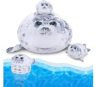 corgi butt Dinosaur Plush Toys - 23.6''Dinosaur Stuffed with 3 Cute Babies in Zippered Belly - Soft Animal Stuffed Dino Plushie (Seal)