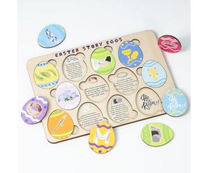 corgi butt Easter Story Eggs Set - 12 Wooden Resurrection Eggs with Meaningful Christian Symbols, Interactive & Educational Religious Gift for to Discover The Resurrection Story