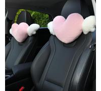 corgi butt Heart Shaped Cute Car Headrest Pillow with Angel Wing - pink Love Heart (pink)