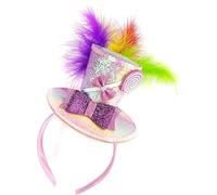 corgi butt Mini Top Hat Headband with Multicolor Feathers - Rainbow Feather Top Hat Headband for Women and Young Ones, Ideal for Halloween Parties(purple)