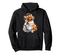Corgi Coquette Catholic Sacred Vintage Kitsch Halo Floral Pullover Hoodie