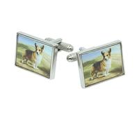 Corgi Cufflinks - Onyx Art CK1021 British Royal Dog Cuff Links in Premier Life Packaging