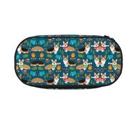 Corgi Cute Aesthetic Big Capacity Zipper Pencil Cases Pen,Portable Office Desk Organizer for Adults
