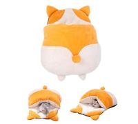 Corgi Cute Butt Throw Sleeping Bag Animals Stuffed Toy Soft Plush Large Cat Sack Self Warm Cat Bed for Winter Cosy Cat Bed Cave 360° Wrap Semi-closed Comfortable Pet Snuggle Sack for Cats