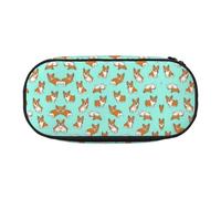 Corgi Cute Dog Cute Aesthetic Big Capacity Zipper Pencil Cases Pen,Portable Office Desk Organizer for Adults