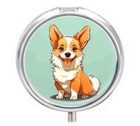 Corgi Cute Dog Pill Box, 3 Compartment Small Pill Case Waterproof Travel Pill Organizer for Pocket Or Purse Portable Mini Medicine Tablet Vitamin Holder Pill Case