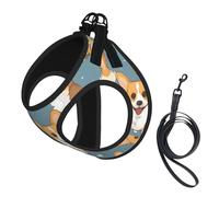 Corgi Cute Dog Print Pet Supplies Adjustable Step-In Flex Breathable Mesh Dog Harness For Small Medium Dogs, S-L