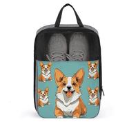 Corgi Cute Dog Shoe Bag Travel Shoe Organizer Water-Resistant Shoe Pouch with Zipper Sneaker Dust Bag, gray, One Size, Modern