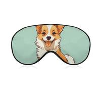 Corgi Cute Dog Sleep Mask for Women Men Side Sleeper Eye Cover with Adjustable Strap Soft Breathable Blackout Mask Slip-Free Deep Sleeping Travel Essentials