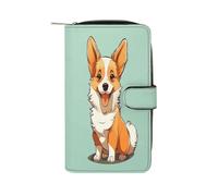 Corgi Cute Dog Wallet Multifunctional Leather Wallets for Men Compact Long Wallet Credit Card Holder Passport Bag