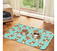 Corgi Cute Dog,Waterproof Pet Feeding Mat,PU Leather Placemats for Cat Dog Water Bowl,Food Mats,30x45cm