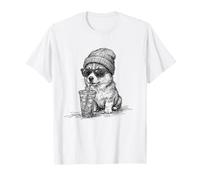 Corgi Cute Scribble Doodle Beanie Iced Coffee T-Shirt